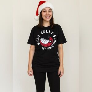 Holiday Time XL Black- Stay Jolly My Friends Crewneck T-Shirt
